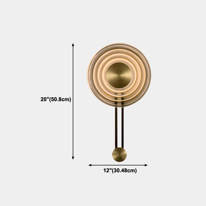 Round Shade Metal Wall Sconce Modern Style Single Light Wall Lighting Fixtures in Amber