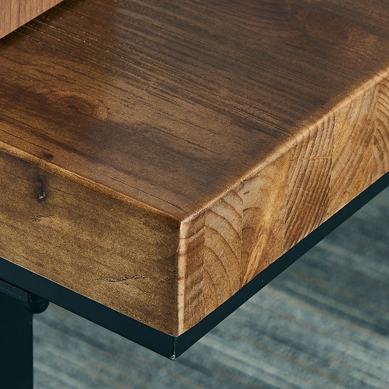 Traditional Style Solid Wood Dining Set with Walnut Table and 4 Black Legs Base