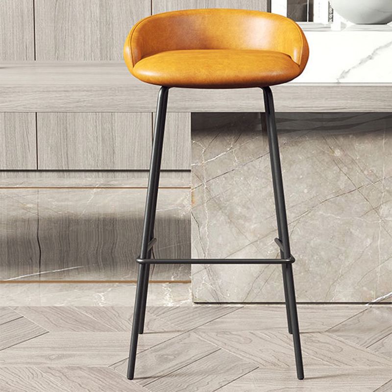 Modern Armless Backrest Counter Stool Iron Bar Stool with Cushion for Milk Tea Shop