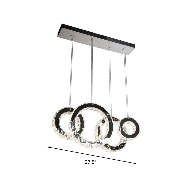 Runde hängende Lampe zeitgenössische Kristall -LED schwarzer Cluster -Anhänger Licht für Wohnzimmer