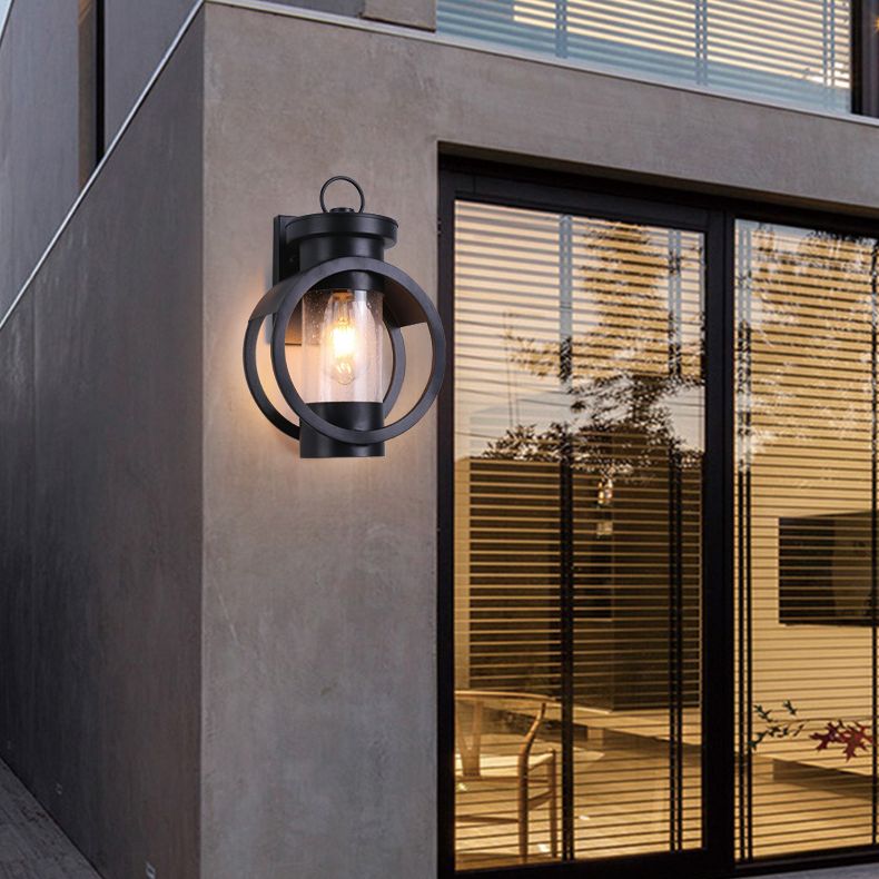 Industrieller Stil schwarzer Schmiedeeisen Wandleuchte mit ausgesätten Glaszylinderschatten Eins Lampen -Lampen -Beleuchtung