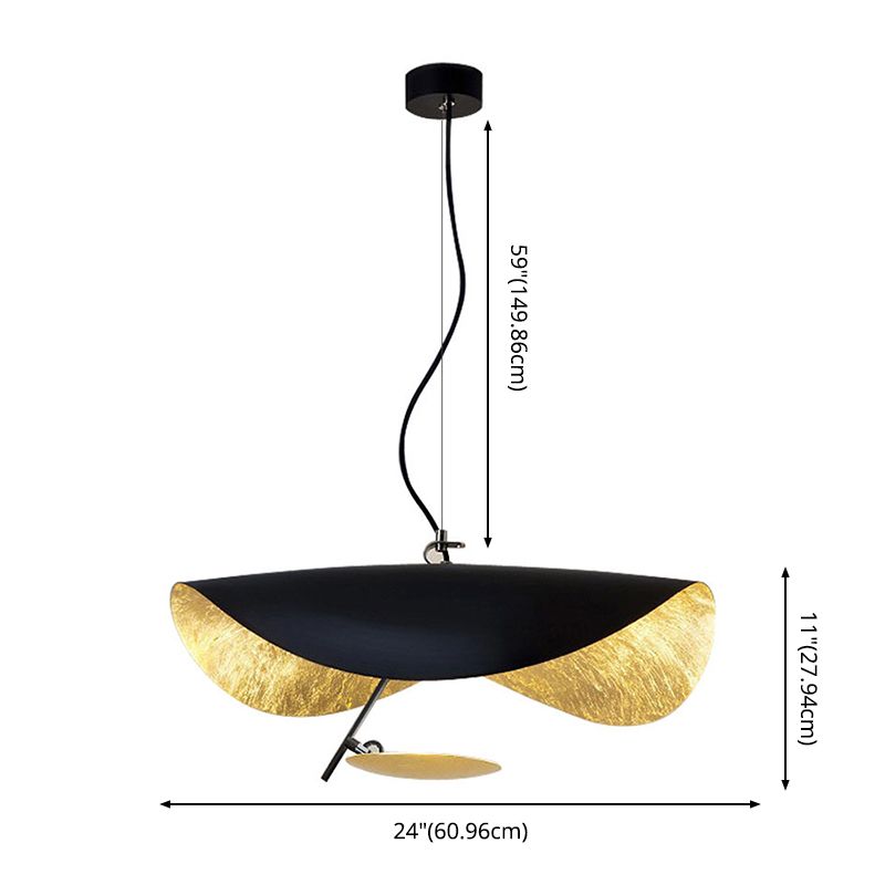 Modern Creative Creative LED Light Light Iron Ithing Hanging Lampada con tonalità in foglio d'oro