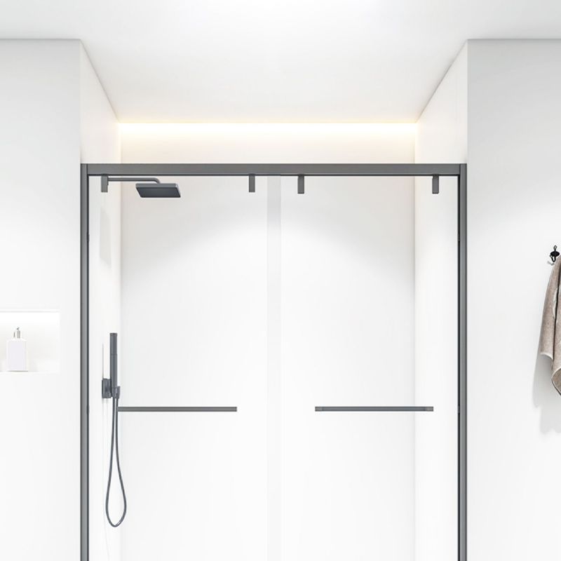 Bypass Semi Frameless Shower Door Tempered Glass Shower Door in Black