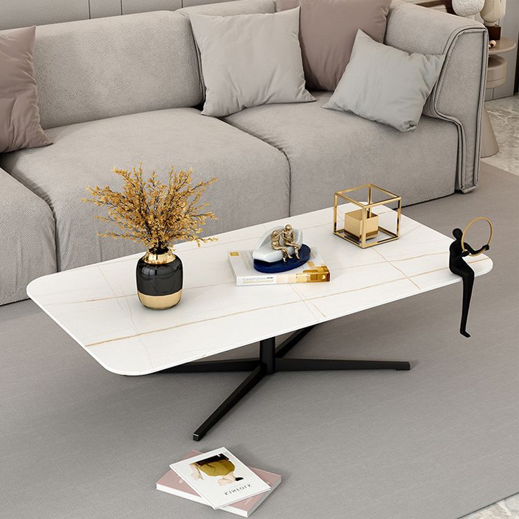 Abstract Coffee Table Rectangle Slate/Marble Top Coffee Cocktail Table