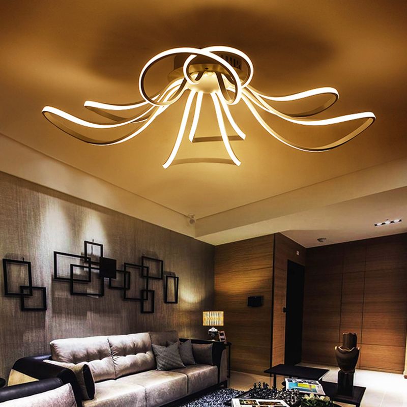 Blütenblatt-Wohnzimmer-Unterputzbeleuchtung, moderne LED-Unterputzleuchte aus Acryl in Weiß