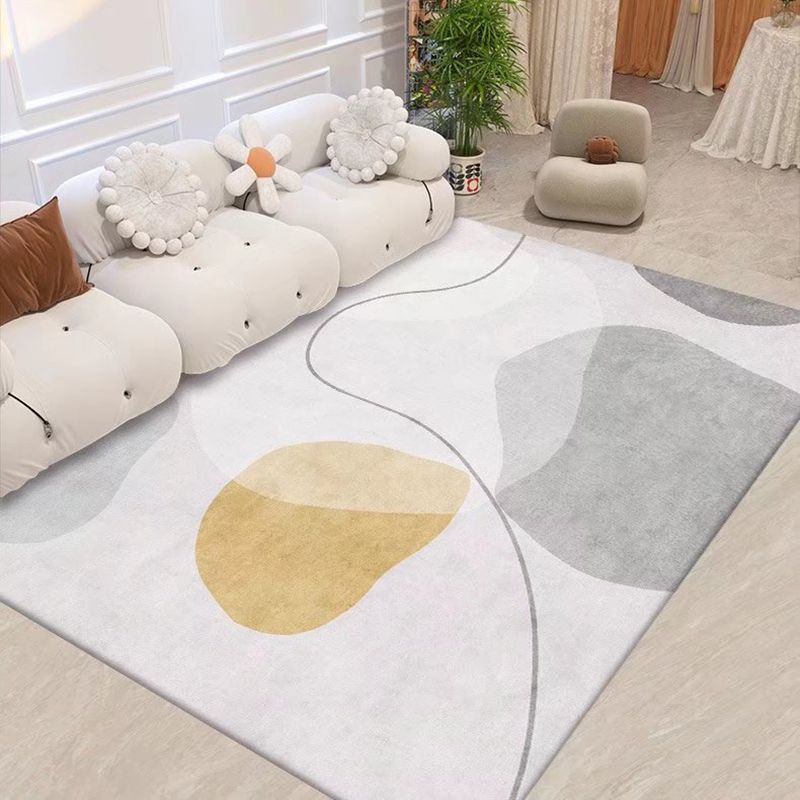 Brown Plaid Rug Polyester Simple Rug Non-Slip Backing Rug for Living Room