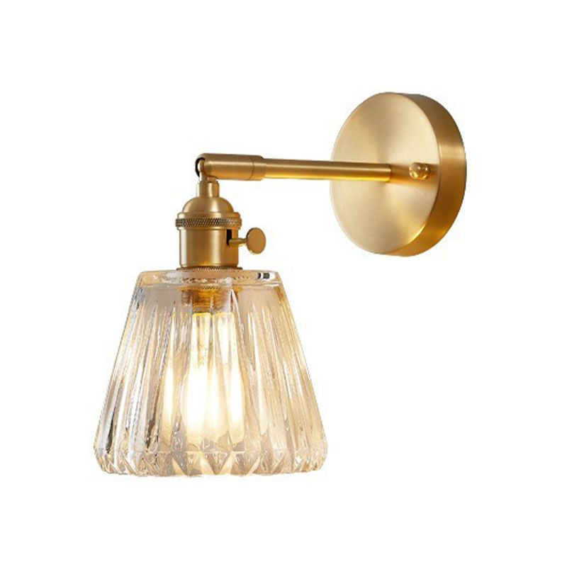 Glass Cone Shape Wall Light Industrial Style 1 Light Wall Light Sconce in Brass
