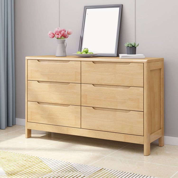 Solid Wood Cabinet with Drawers 15.7" D Rectangular Chest in Rubberwood