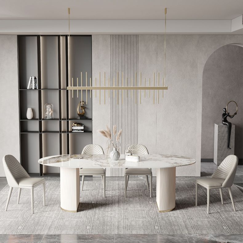 Metall traditioneller Luxus ovaler Esstisch Sintersteintisch für Esszimmer