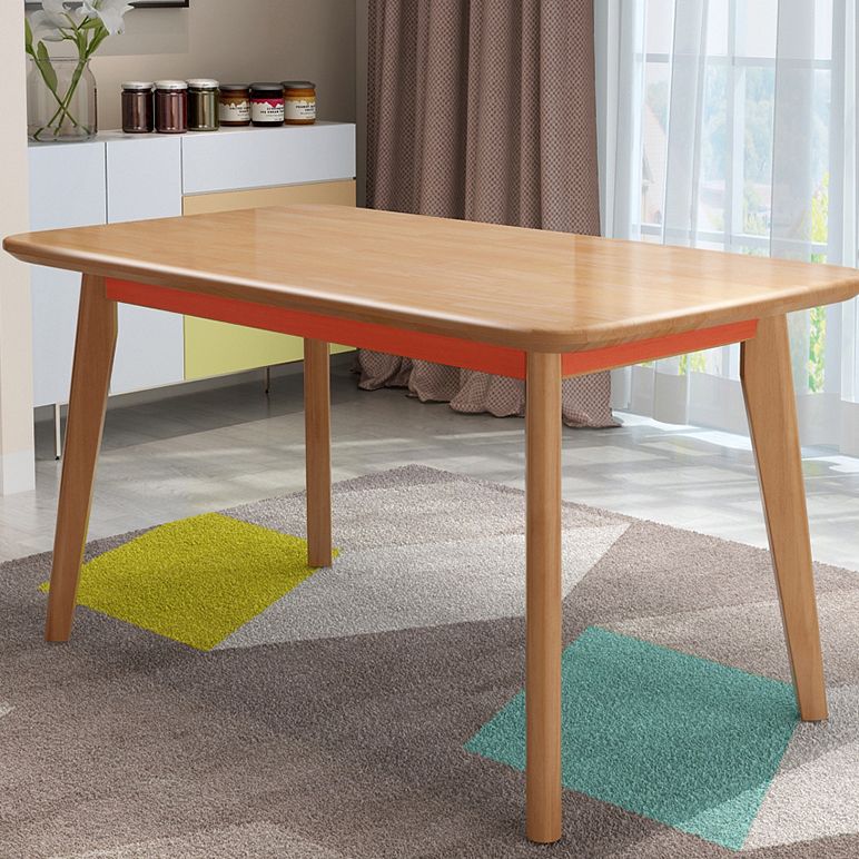 Rectangle Solid Wood Brown Tone Dining Table Simplicity 4 Legs Table for Dining Room