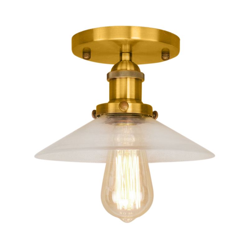 Soucoupe en verre givré, éclairage semi-affleurant, luminaire de cuisine vintage à 1 ampoule, noir/laiton/cuivre