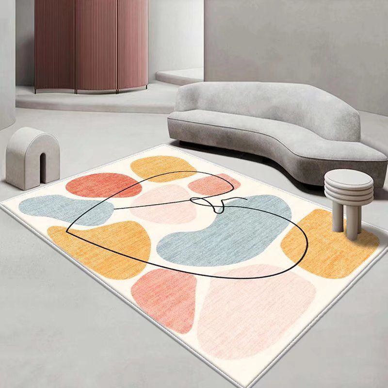 Orange Modern Rug Polyester Color Lump Indoor Rug Washable Rug for Sitting Room