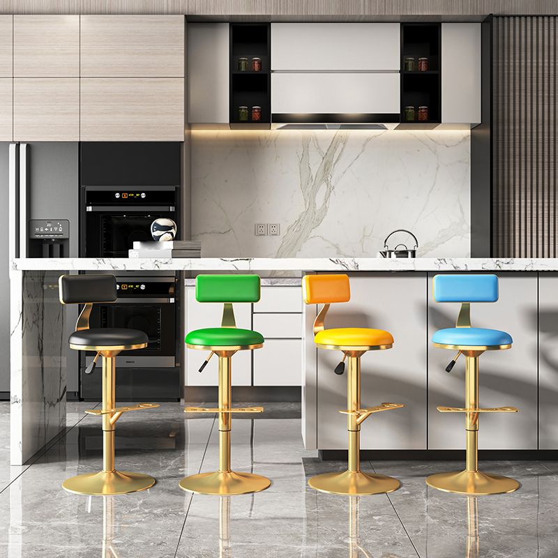 Glam Jewelry Shop Adjustable Height Stool Matte Finish Leather Barstool
