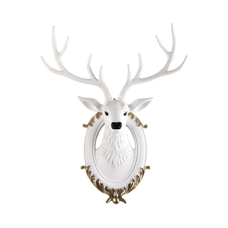 Hars Deer Head SCONCE Licht land 16 "/18.5" W LED LEDE ROOM MULT MADE LAMP IN ZWART/WIT/WOOD