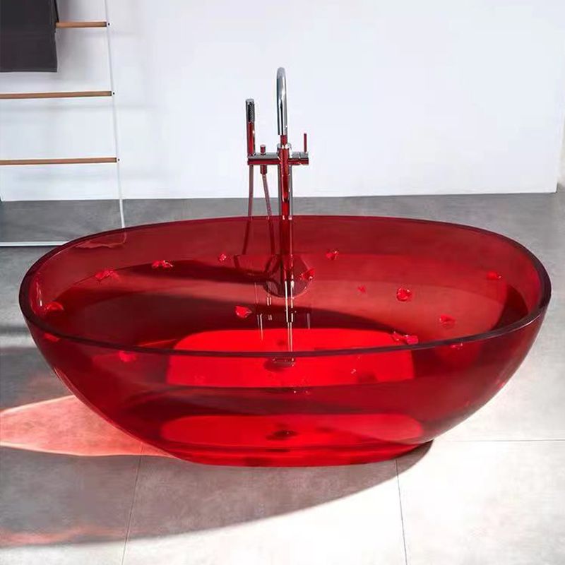 Modern Acrylic Ellipse Bathtub Freestanding Soaking Bathtub with Drain Bath Tub