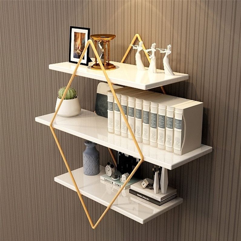 Open Bookcase Bookshelf Light Luxury Metal 3-Tier Book Shelf