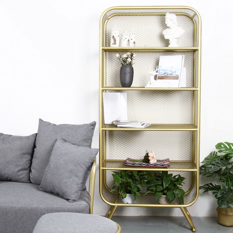 Iron Glam Book Shelf Shelves Included Bookcase Closed Back for Home Office