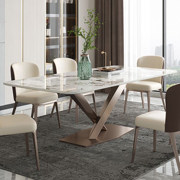 Metaal eigentijdse rechthoekige eettafel gesinterde stenen tafel voor eetkamer en keuken