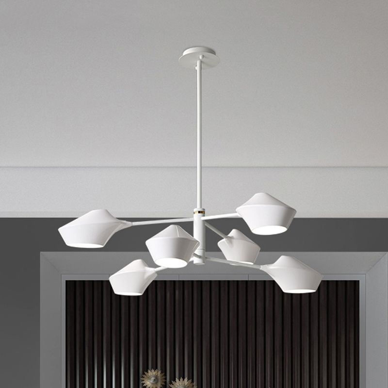 Lampadario a 2 livelli a 2 livelli di metallo moderno in metallo 6 lampadine soggiorno ciondolo in nero in oro nero/bianco