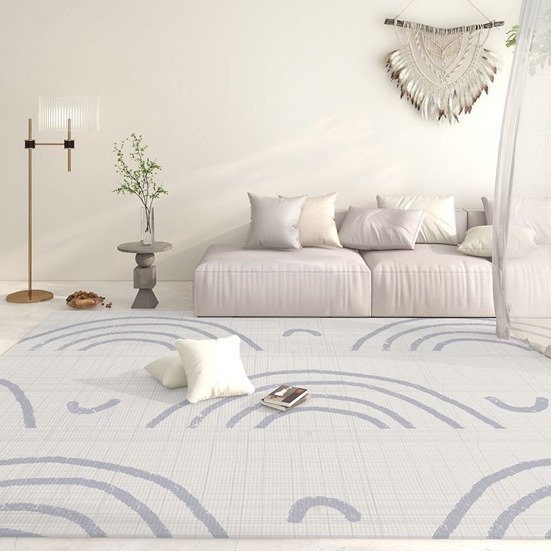 Light Gray Graphic Rug Polyester Casual Rug Stain Resistant Rug for Living Room