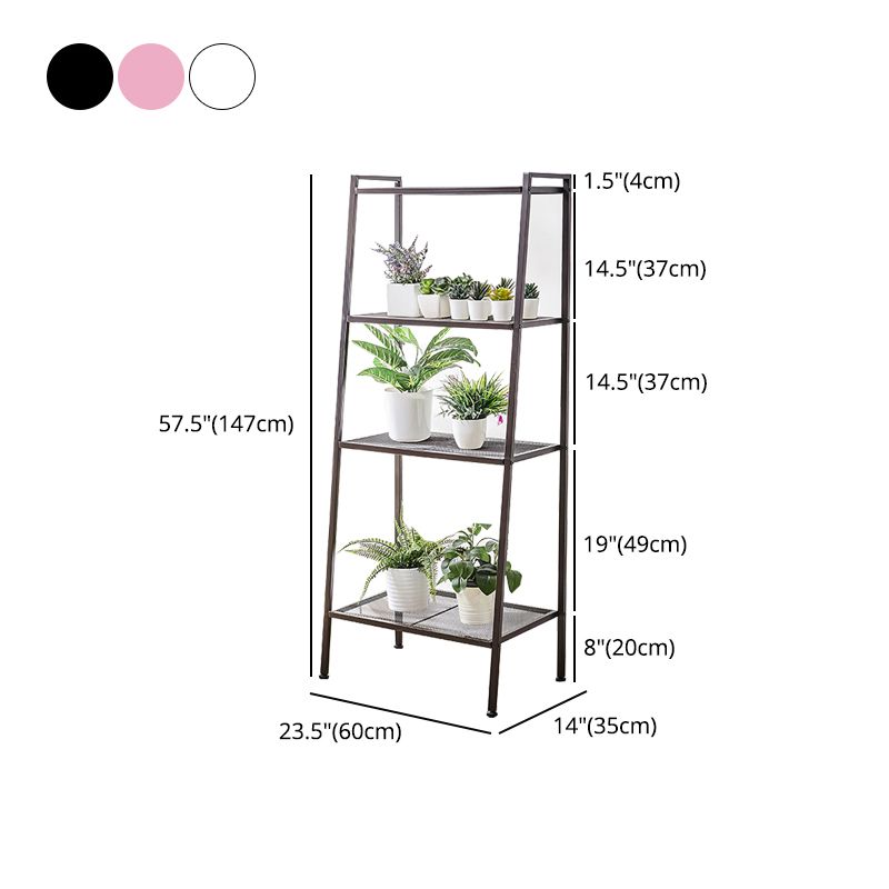 Contemporary Open Ladder Bookshelf Metal Vertical Bookshelf for Home