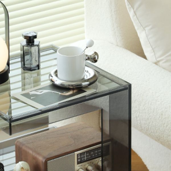 Modern Block Accent Side Table with Storage Square Living Room Corner Table