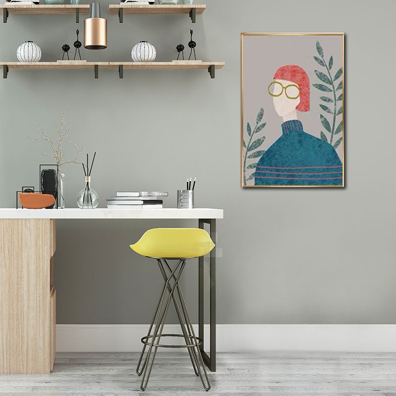 Toile d'art mural texturé, décoration murale avec figurines de mode nordique, couleur douce pour la maison