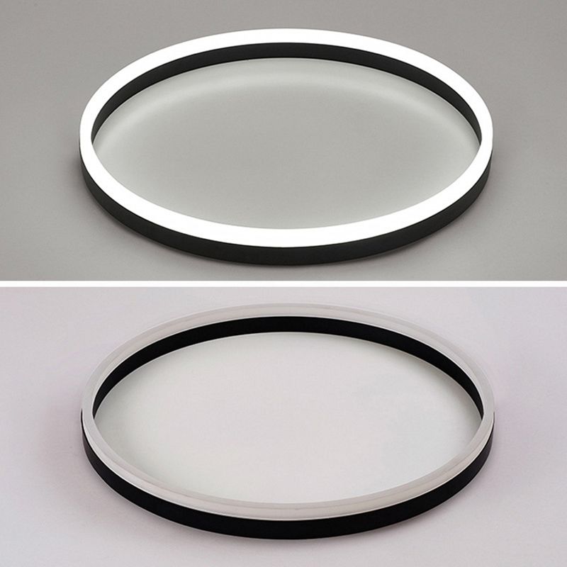 Minimalist LED Flush Mount Ceiling Light Black Circle Flush Ceiling Light Fixture with Metal Shade