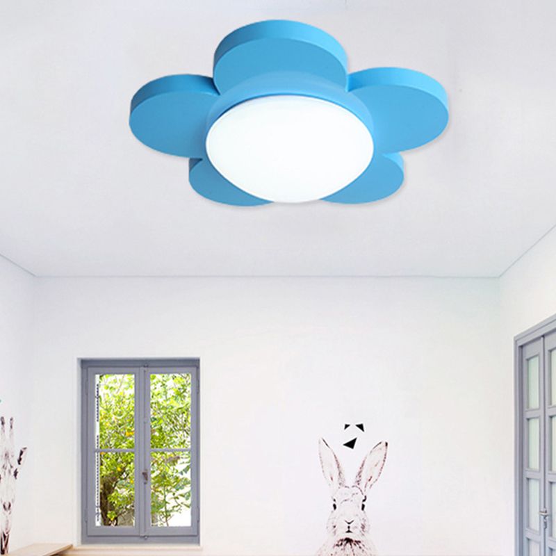 Luz de techo de dormitorio para niños, iluminación de montaje empotrado Macaron con pantalla floral acrílica