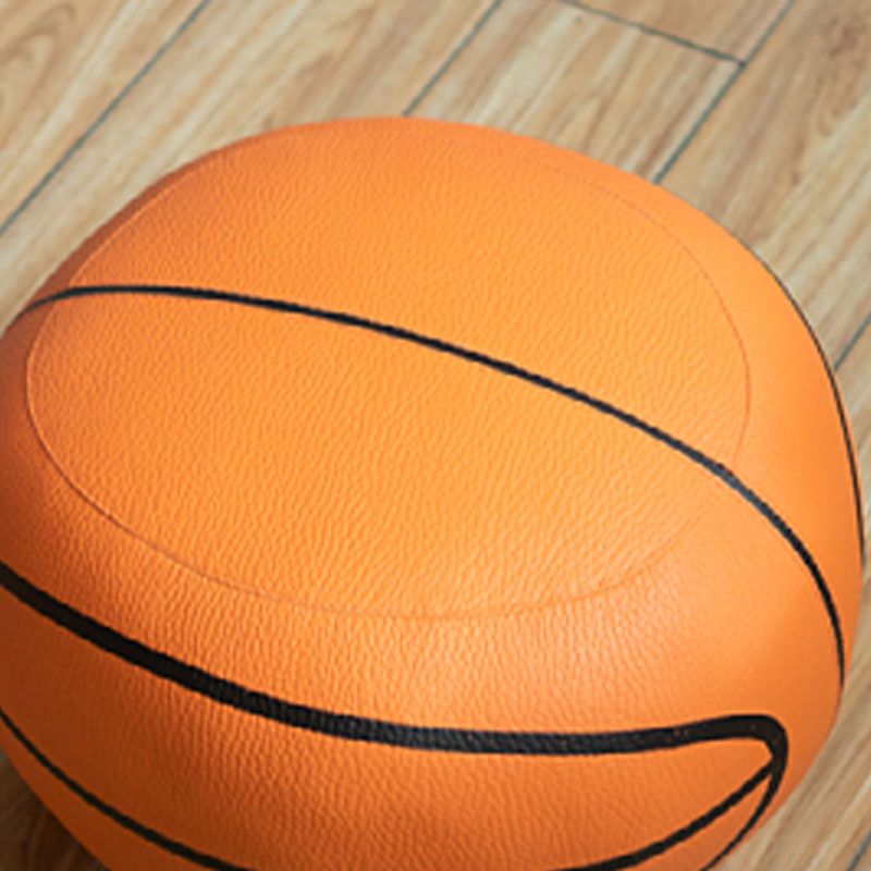 Modern Pouf Ottoman PU Leather Upholstered Geometric Print Spherical Ottoman