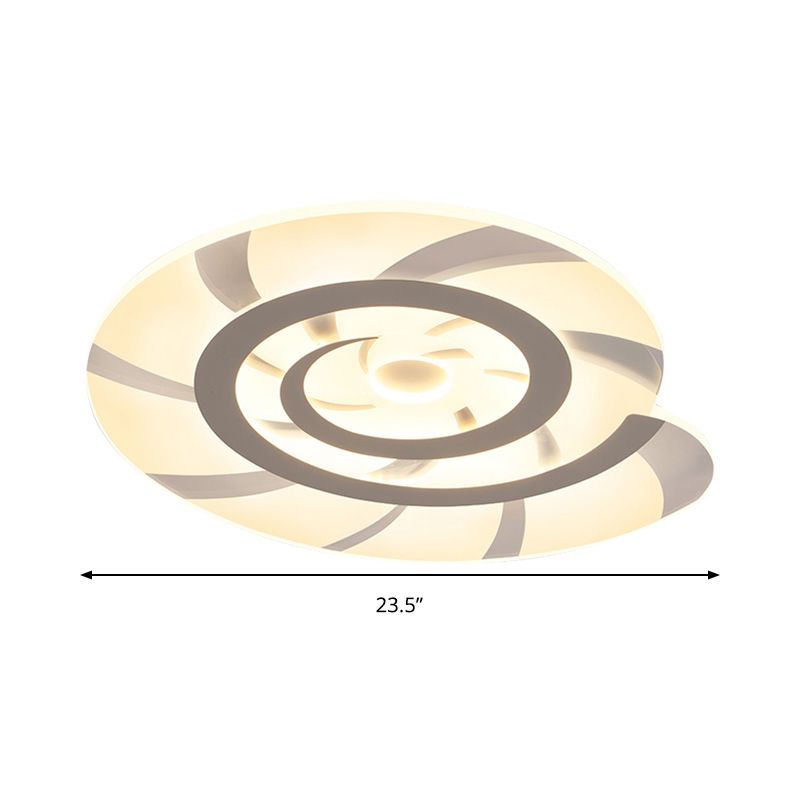 Acrylique Snail Shell Ceiling Light Animal LED Flushmount Light in White for Kid Bedroom