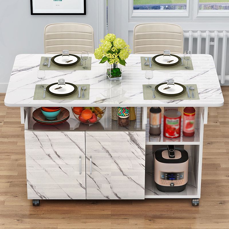 Manufactured Wood Contemporary Table Rectangular Wood Top Table with Drop Leaf