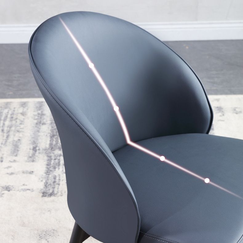 Modern Style Faux Leather Dining Chair Armless Metal Side Chair for Home Use