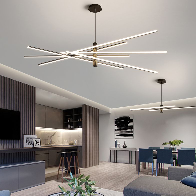 Lineaire woonkamer kroonluchter acryl -eenvoud LED -ophanging verlichting armatuur