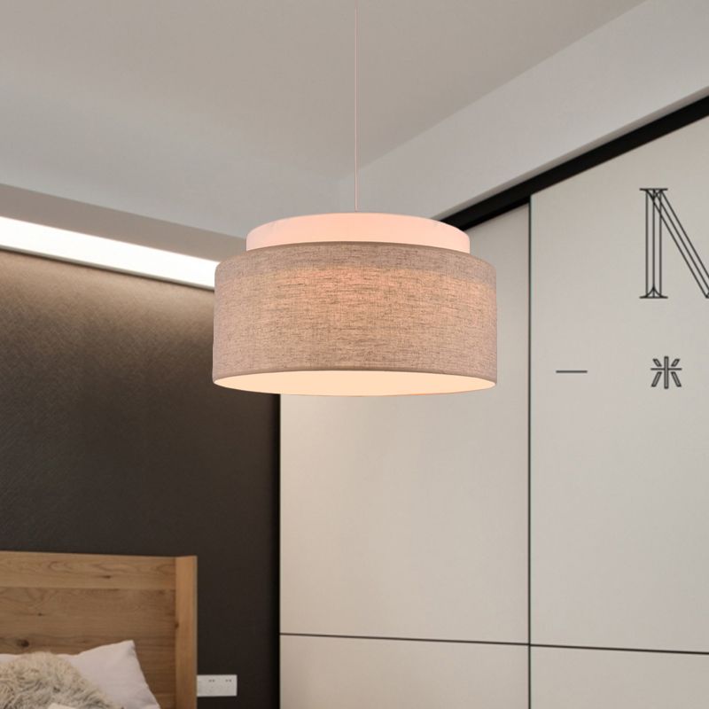 Flaxen Doppelkreisleuchter Licht moderne 5-Bulb-Handwebstofflampe für Hotel