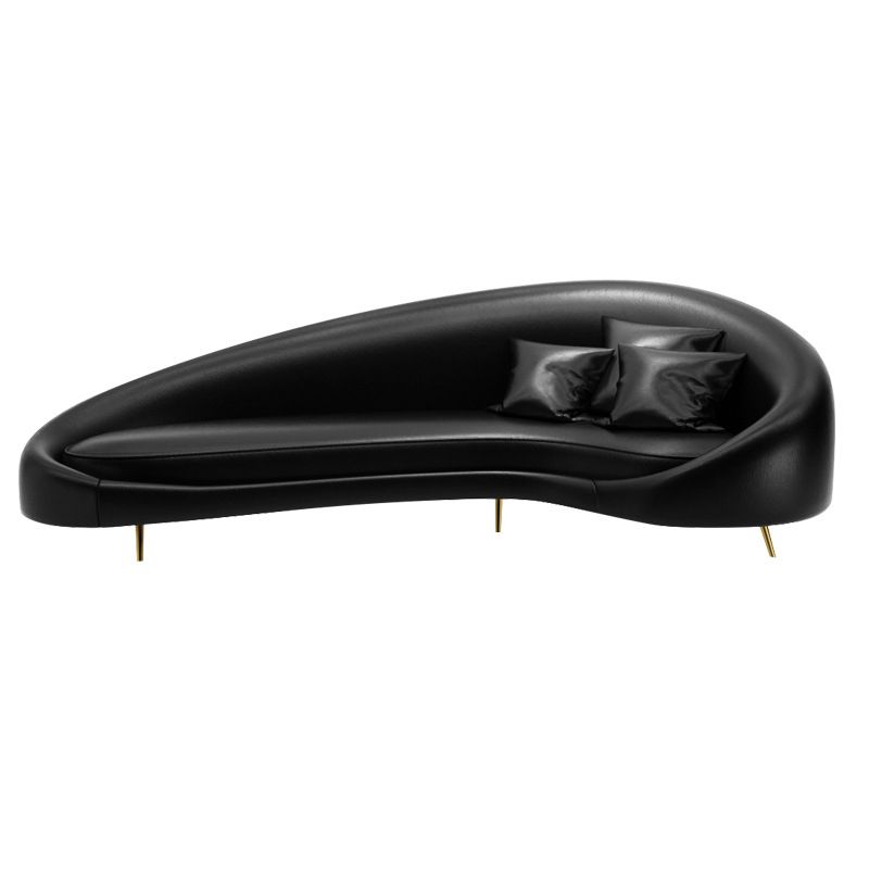 Modern Faux Leather Curved Sofa with Sloped Arms for Living Room