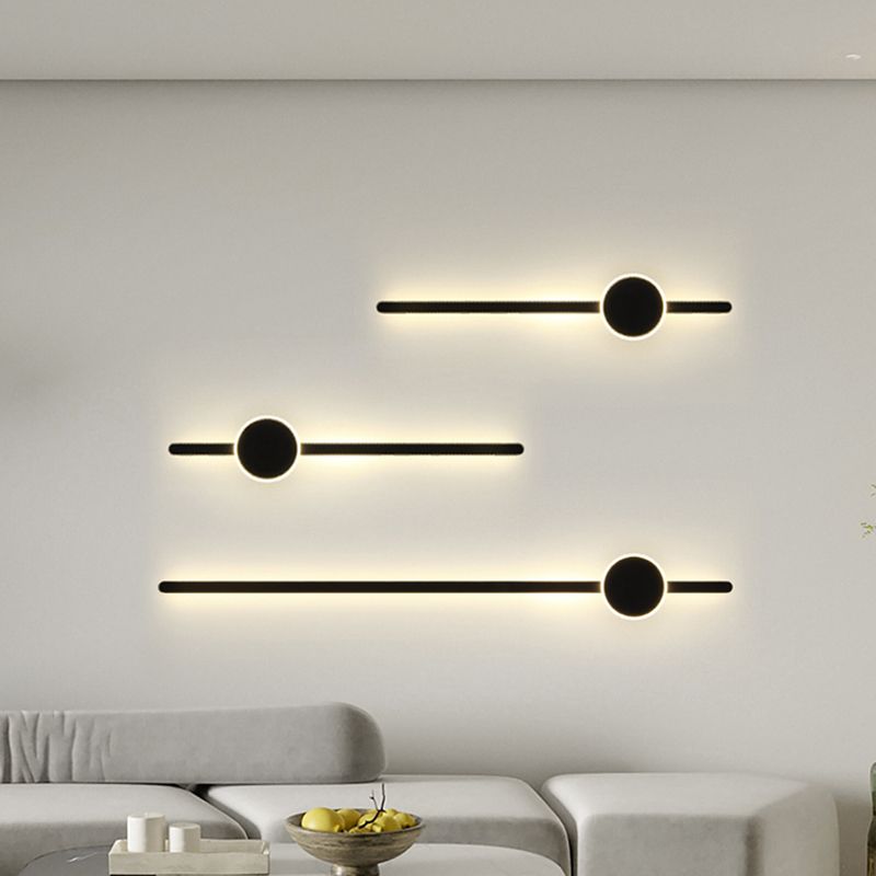 Linear Shape Metal Wall Lighting Modern Style 2 Lights Wall Mounted Light in Black