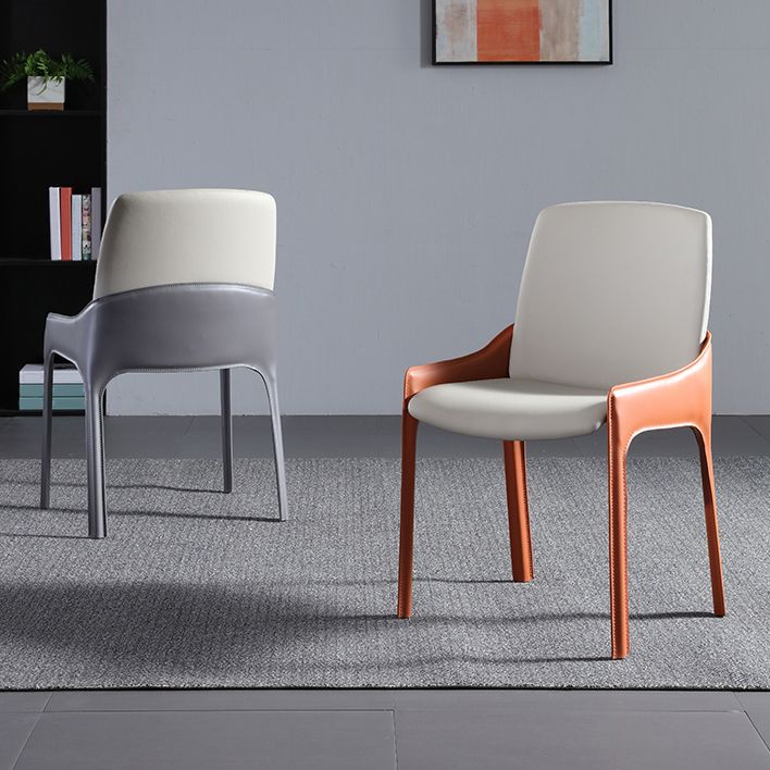Modern Style Faux Leather Arm Dining Chairs Metal Dining Chair for Home Use