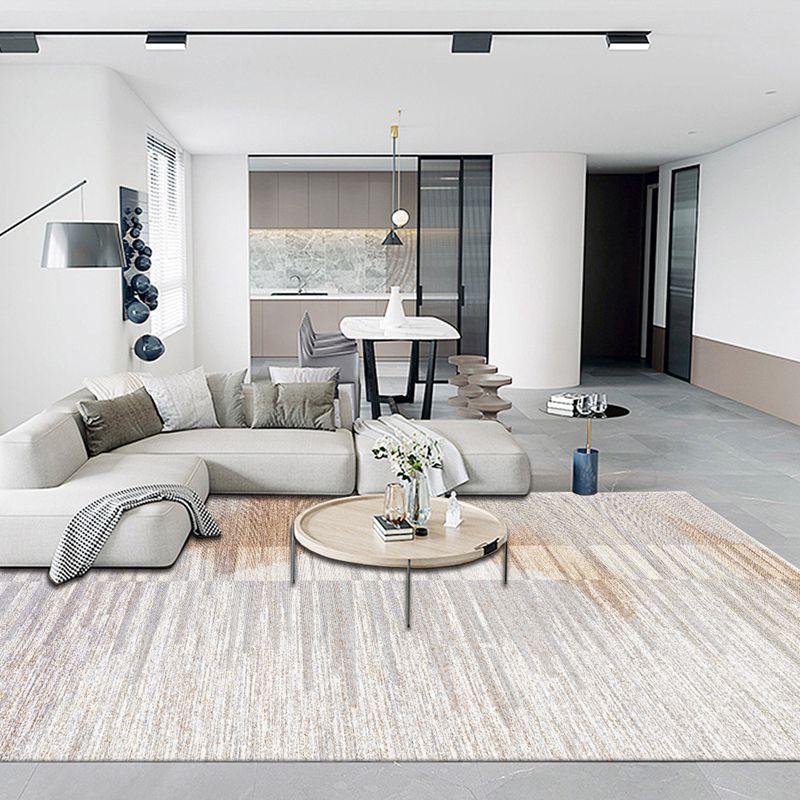 Grey Modern Area Carpet Tie-Dye Print Polyester Area Rug Non-Slip Backing Rug for Living Room