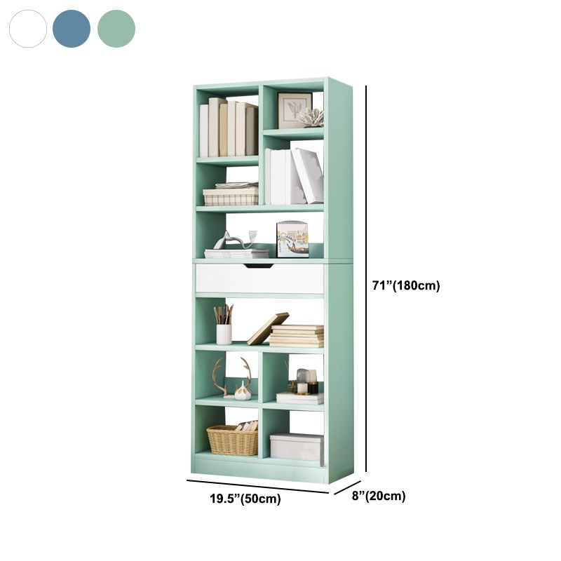 Modern Standard Open Bookshelf Engineered Wood Bookcase with Drawer Storage