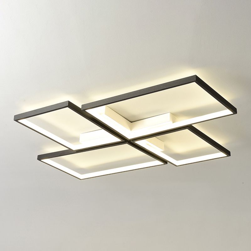Plafonnier rectangulaire en acrylique, style minimaliste, LED, plafonnier encastré, noir