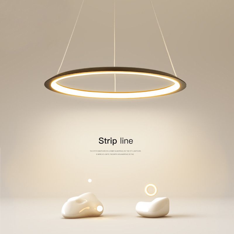 1 Light Round Hanging Light Modern Style Metal LED Hanging Light Fixtures