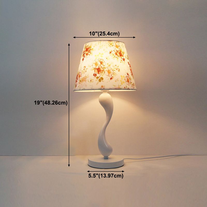 Cone Shape Bedroom Table Lamp Fabric Minimalist-Style Night Table Lamp