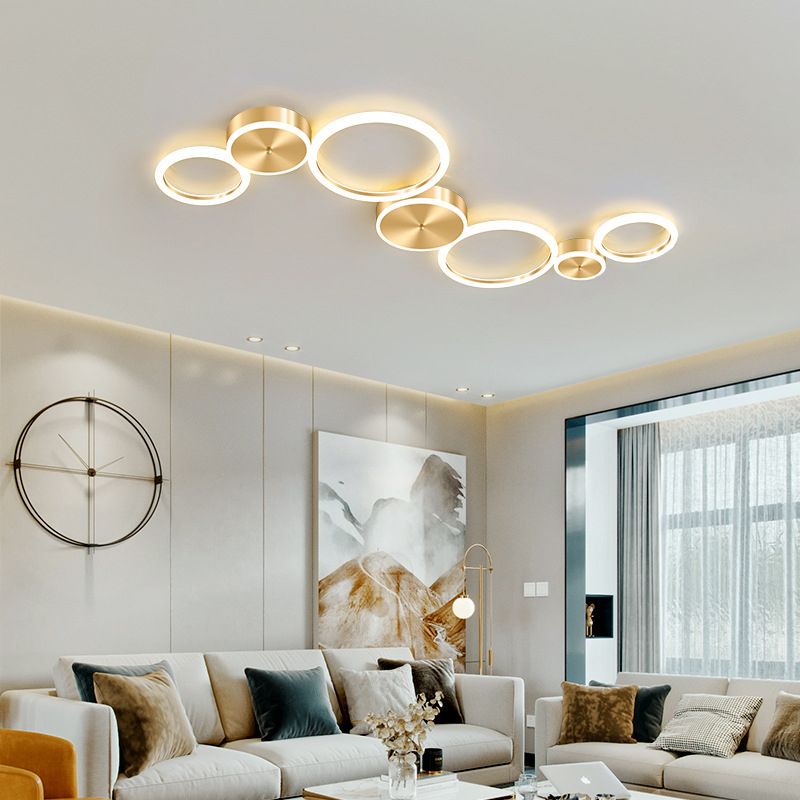 Gepolijste gouden ring inbouw minimalistische acryl LED-plafondlamp voor woonkamer