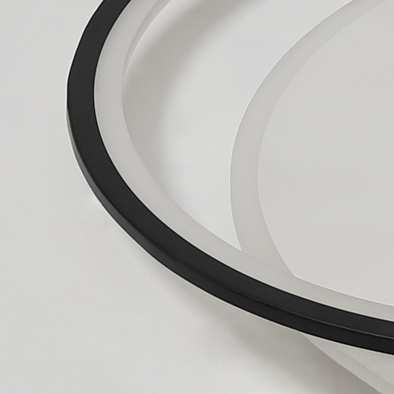 Plafonniers encastrés à LED noirs à 2 lumières, plafonnier ovale en aluminium pour chambre à coucher