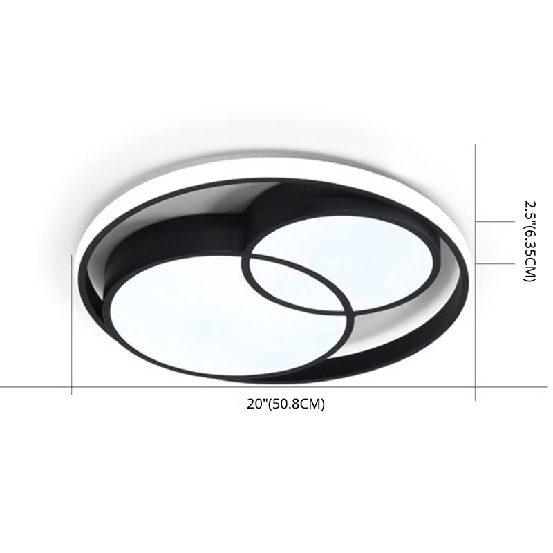 Black Interlocking Circles Design LED Ceiling Light Simplicity Modern Aluminum Lighting Fixture with Acrylic Shade