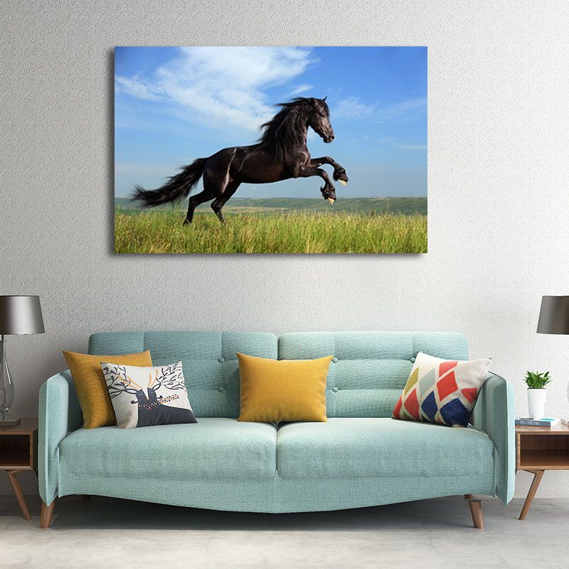 Toile imprimée cheval de Style moderne, couleur Pastel, Surface texturée, décor artistique mural pour la maison
