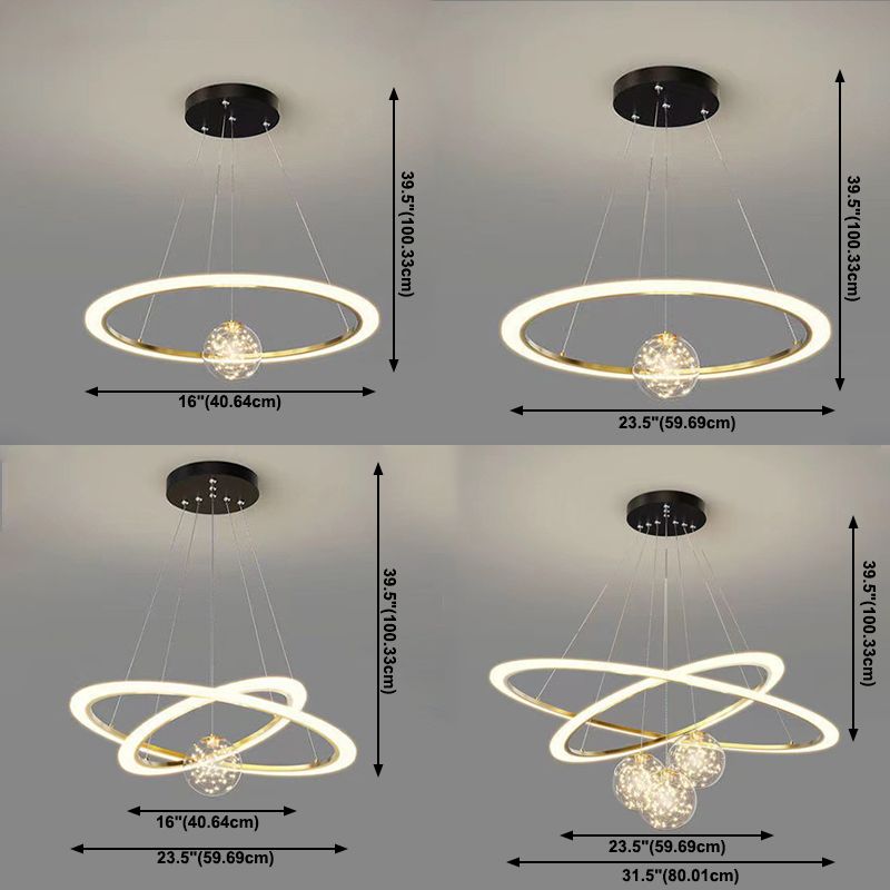 Multi Lights Ring Pendant Chandelier Modern Style Metal Hanging Lamps