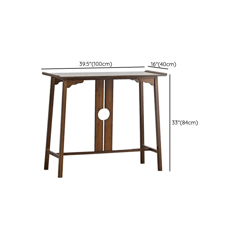 Mid-Century Modern Console Table Dark Brown Solid Wood Rectangle Console Table