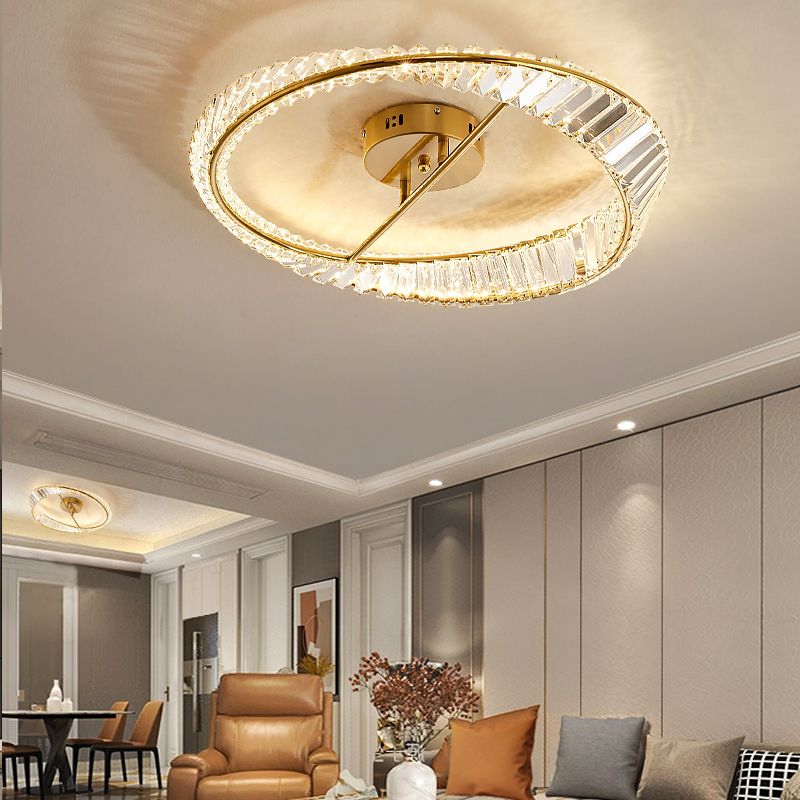 Plafonniers modernes dorés, éclairage de plafond encastré à LED avec abat-jour en cristal